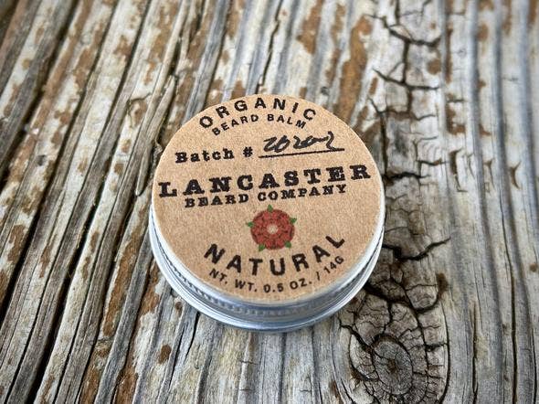 Lancaster Beard Company - Natural (Unscented) Organic Beard Balm - 2 Oz