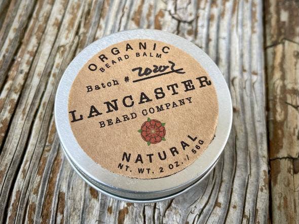 Lancaster Beard Company - Natural (Unscented) Organic Beard Balm - 2 Oz