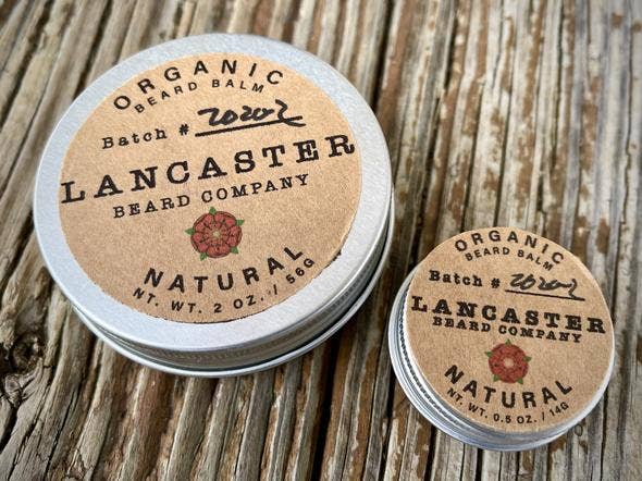 Lancaster Beard Company - Natural (Unscented) Organic Beard Balm - 2 Oz