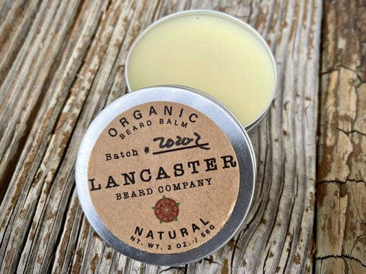 Lancaster Beard Company - Natural (Unscented) Organic Beard Balm - 2 Oz